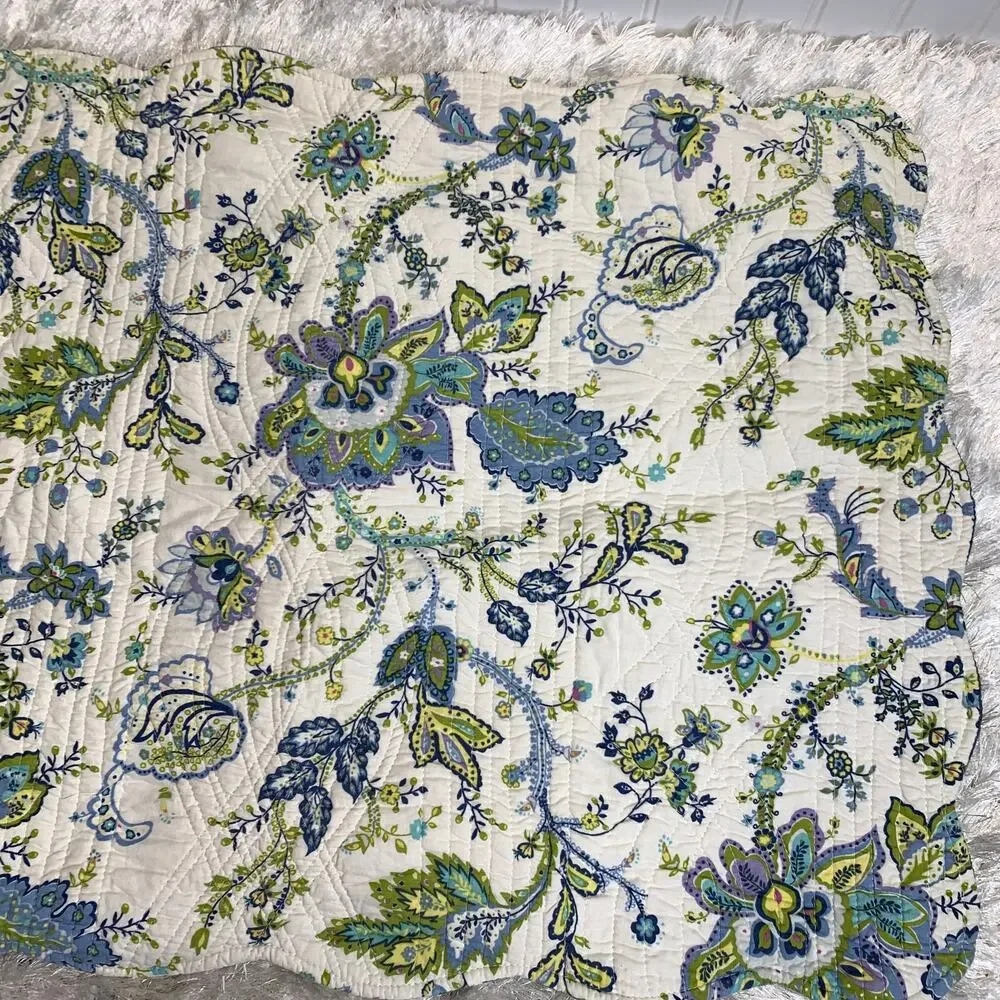 NWOT Pillow Sham Quilted Standard Size Blue Green